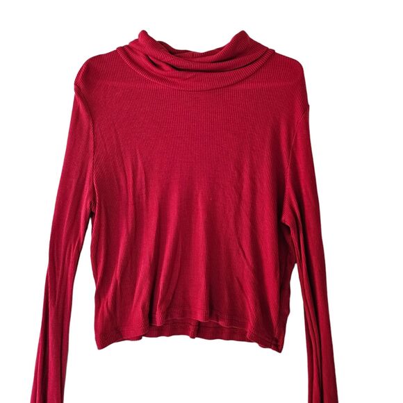 Gap Red Ribbed Long‎ Sleeve Turtle Neck Top Tee Girls Size 12 Years - Picture 3 of 6